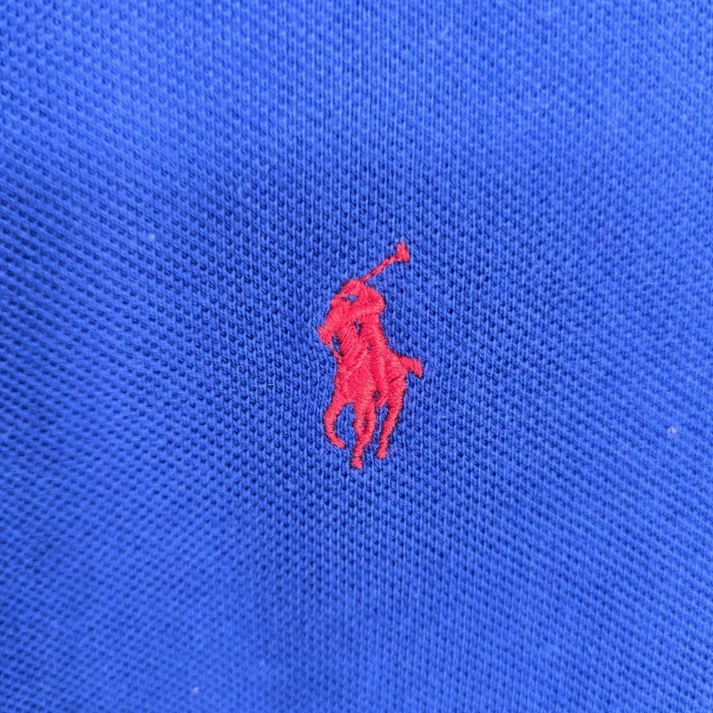 Polo Ralph Lauren Polo Shirt Mens 2XL Blue Custom Fit Red Pony Logo Preppy VTG